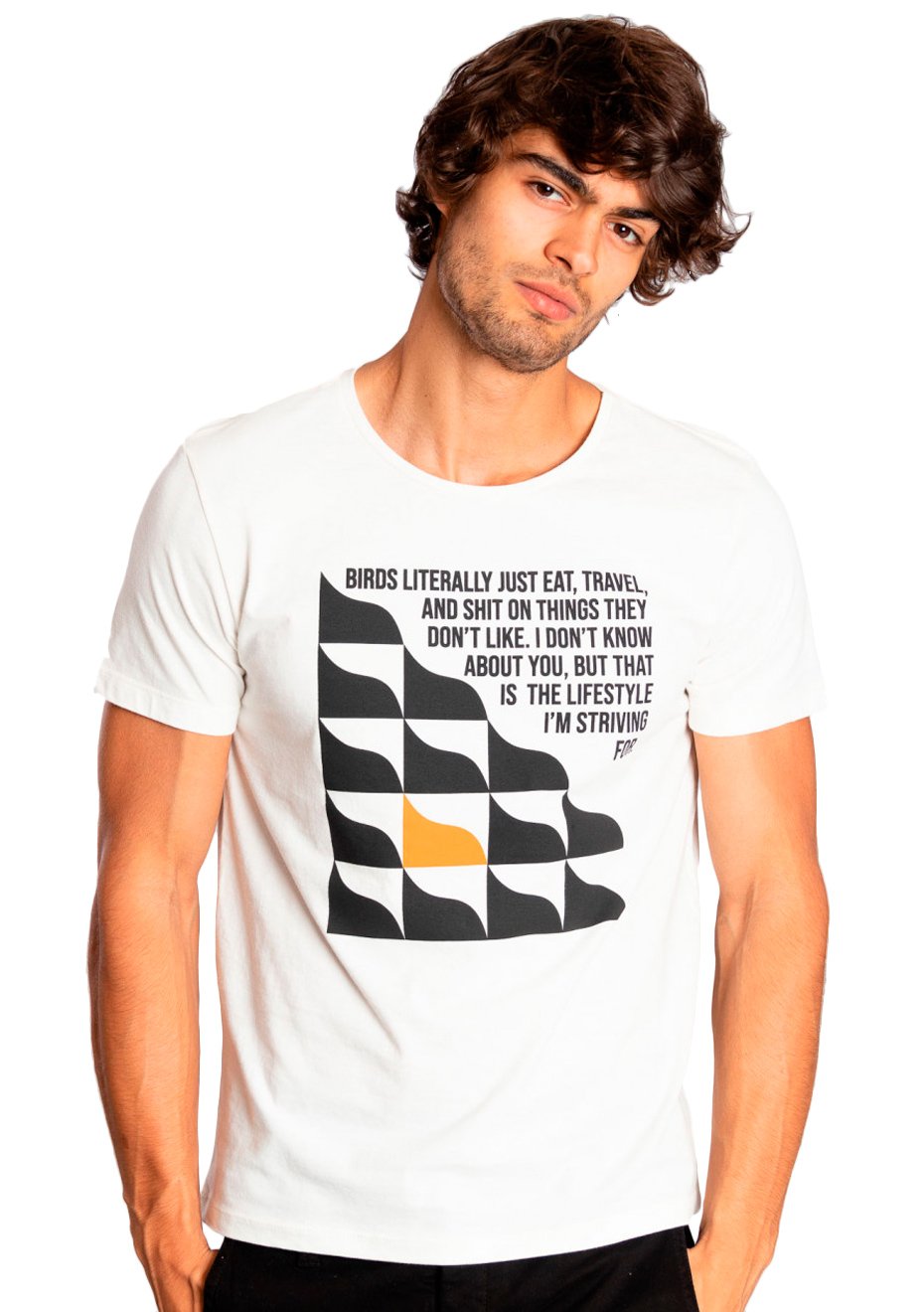 Camiseta Sergio K Masculina Geometric Wave Off White