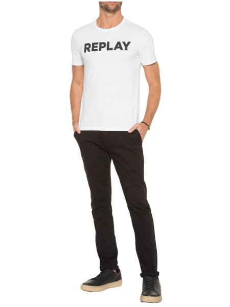 Camiseta Replay Masculina Basic Logo Branca
