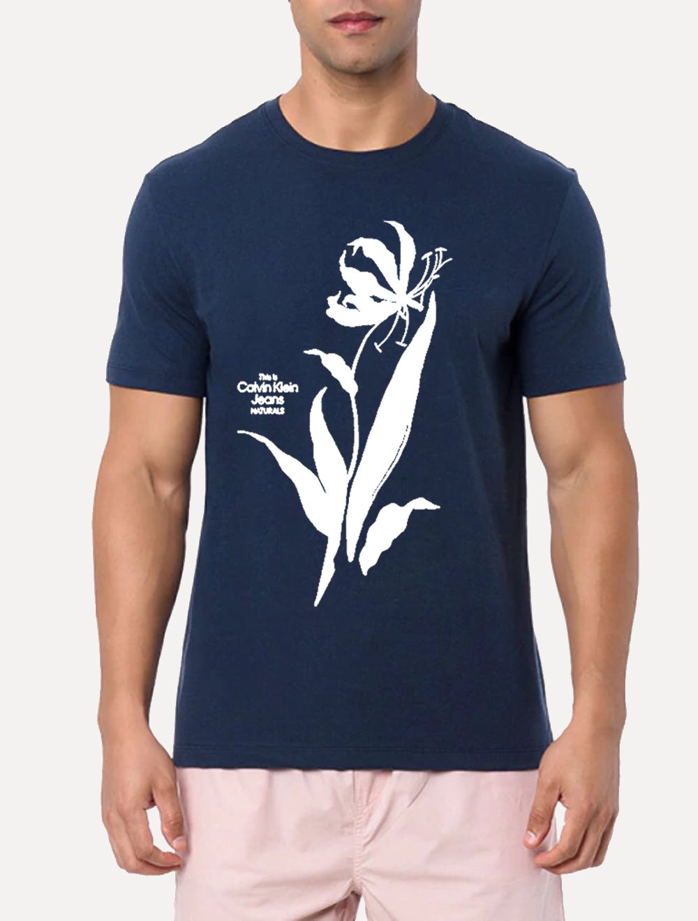 Camiseta Calvin Klein Jeans Masculina Naturals Flower Azul Marinho