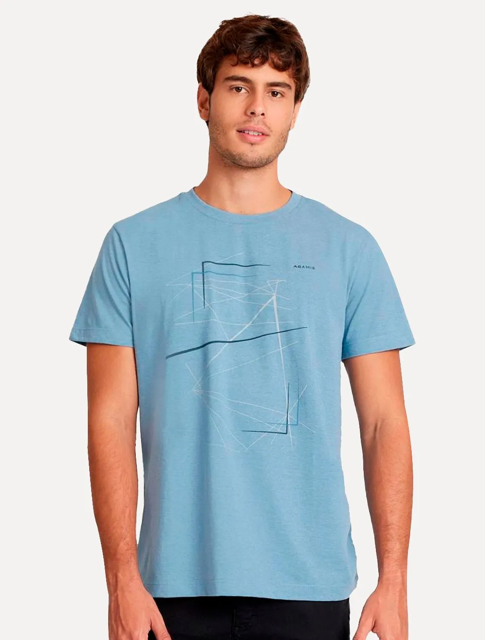 Camiseta Aramis Masculina Eco Pet Estampa Vertices Azul Mescla