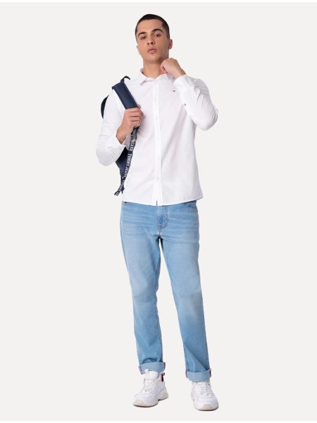 Camisa Tommy Jeans Masculina Slim Fit Original Branca