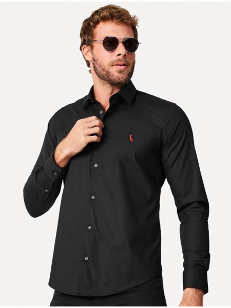 Camisa Reserva Masculina Casual Stretch Enxuto Preta Secret Outlet