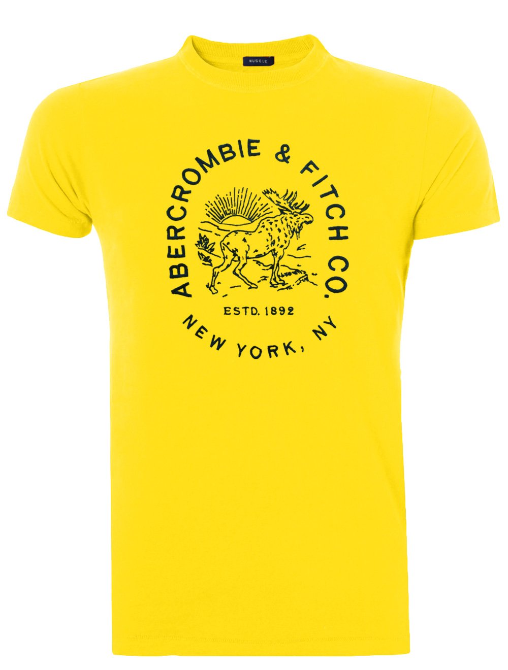 Camiseta Abercrombie Masculina Muscle Moose Scenery Estd.1892 Amarela