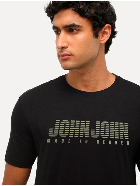 Camiseta John John Masculina Regular Linear JJ Made In Heaven Preta