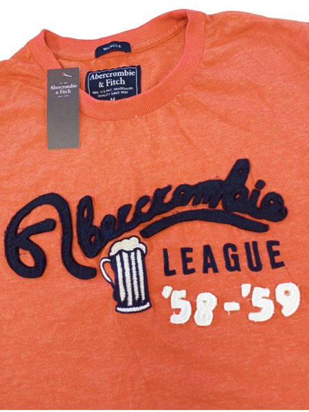 Camiseta Abercrombie Masculina League '58 - '59 Salmão Mescla
