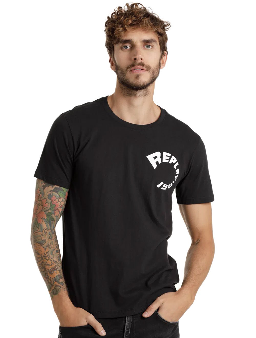 Camiseta Replay Masculina C-Neck Fantastic Preta