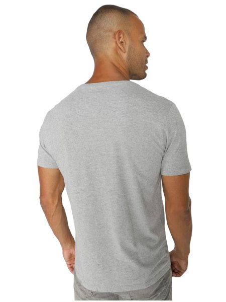 Camiseta Guess Masculina Logo Vazado Duplo Cinza Mescla