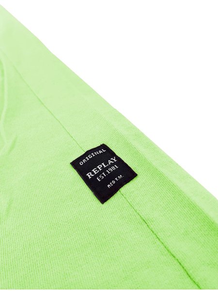 Camiseta Replay Masculina Basic Embroidered Logo Verde Lima
