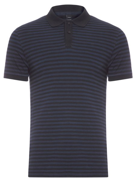 Polo Replay Masculina Malha Icon Striped Preta