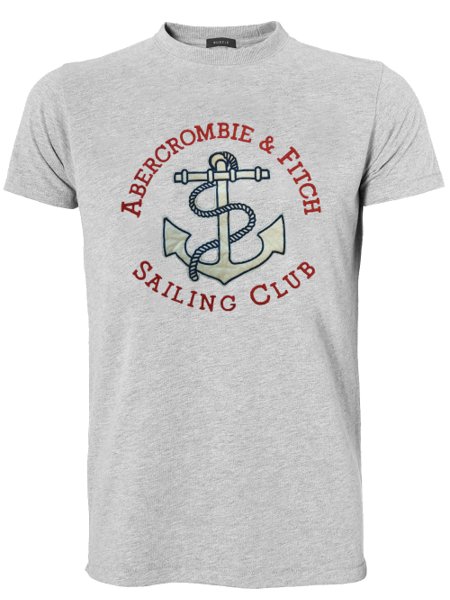 Camiseta Abercrombie Masculina Muscle Anchor Sailing Club Cinza Mescla
