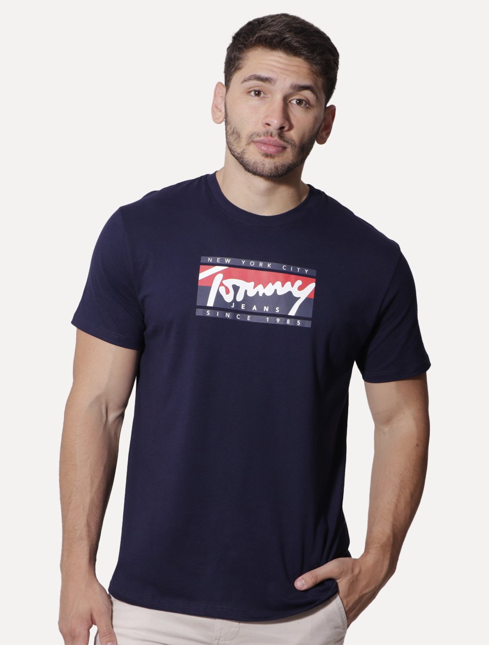 Camiseta Tommy Jeans Masculina Essential Script Tee Azul Marinho
