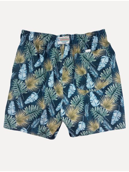 Short Sergio K Masculino Beachwear Tropical Palm Peel Azul Marinho