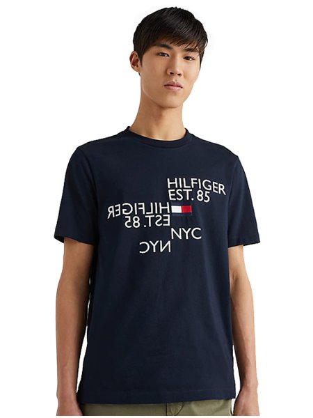 Camiseta Tommy Hilfiger Masculina Mirrored Graphic Tee Azul Marinho
