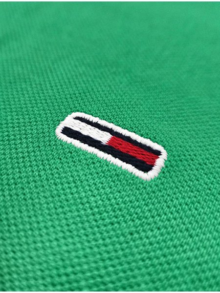 Polo Tommy Jeans Masculina Regular Piquet Flag Cuffs Verde