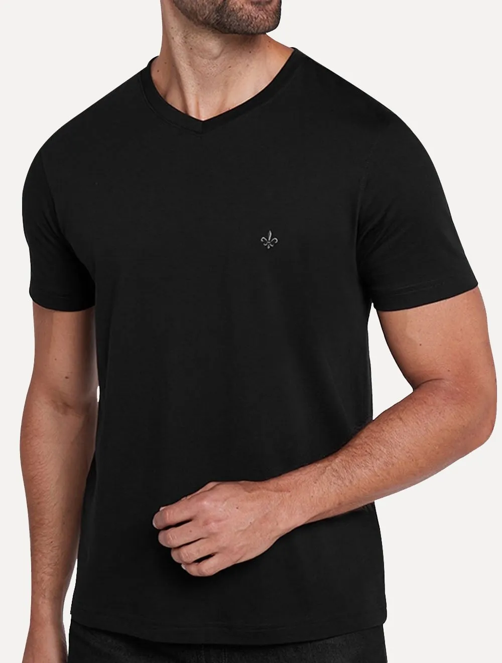 Camiseta Dudalina Masculina V-Neck Essential Gray Icon Preta
