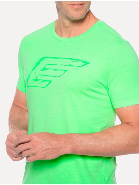 Camiseta Ellus Masculina Cotton Fine Maxi Splash Logo Neon Verde