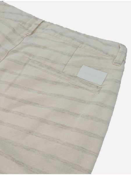 Bermuda Calvin Klein Jeans Masculina Linho Listras Off-White