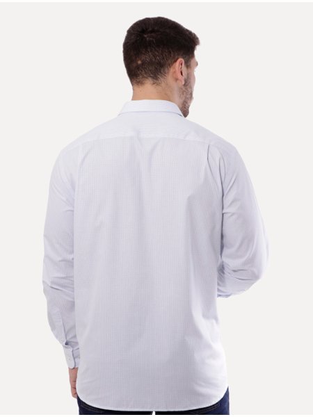 Camisa Dudalina Masculina Comfort Superfine Cotton Pocket Grid Azul Claro