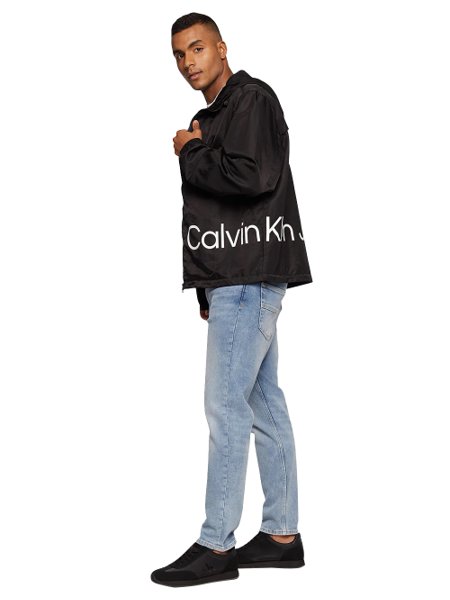 Jaqueta Calvin Klein Jeans Masculina Hoodie Colorblock Lateral Logo Preta