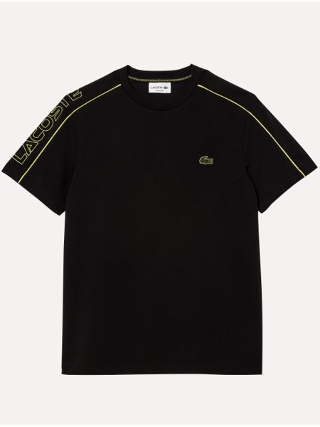 Camiseta Lacoste Masculina Regular Fit Technical Piqué Print Preta