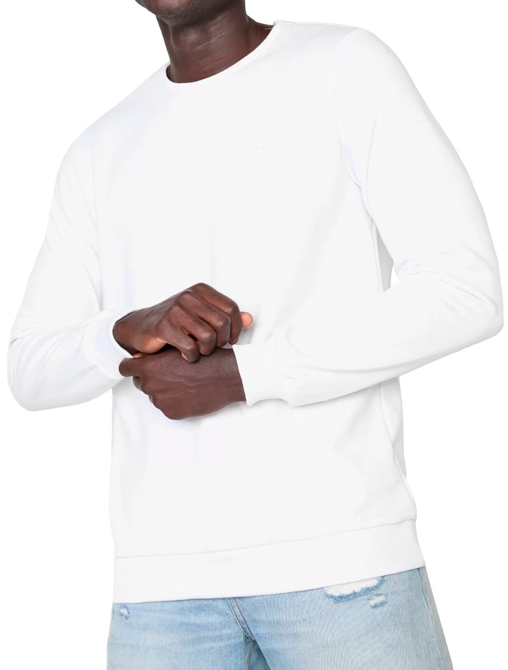Moletom Colcci Masculino Crewneck Simple Logo Branco Secret Outlet