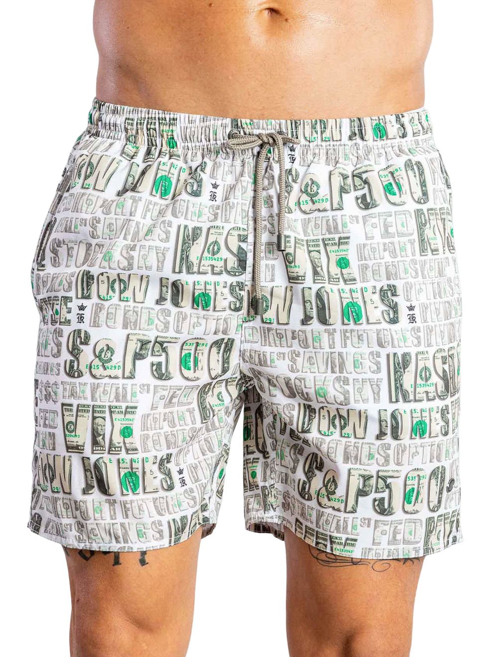 Short Sergio K Masculino D'Água Dollar Words Branco Secret Outlet