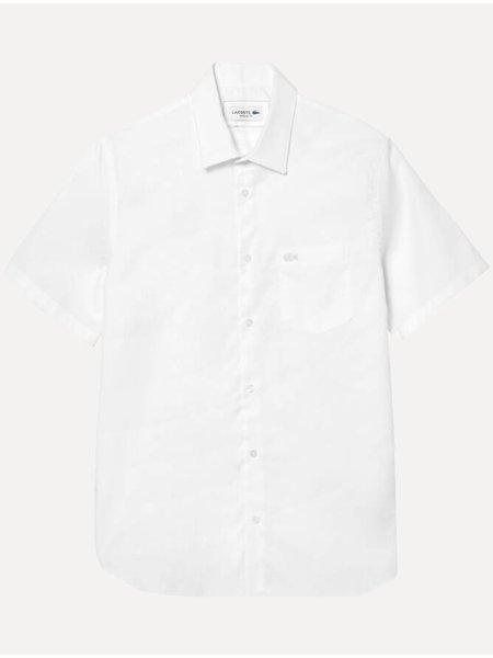 Camisa Lacoste Masculina Manga Curta Regular Solid Pocket Branca