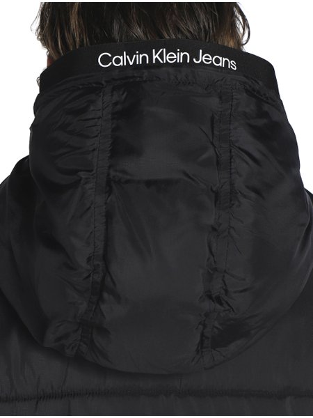 Jaqueta Calvin Klein Jeans Masculina Hoodie Matelassê Sust Logo Preta