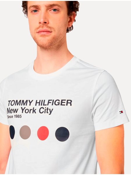 Camiseta Tommy Hilfiger Masculina NYC Metro Dot Branca