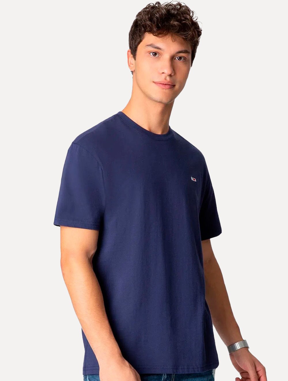 Camiseta Tommy Jeans Masculina Slim C-Neck Flag Azul Marinho
