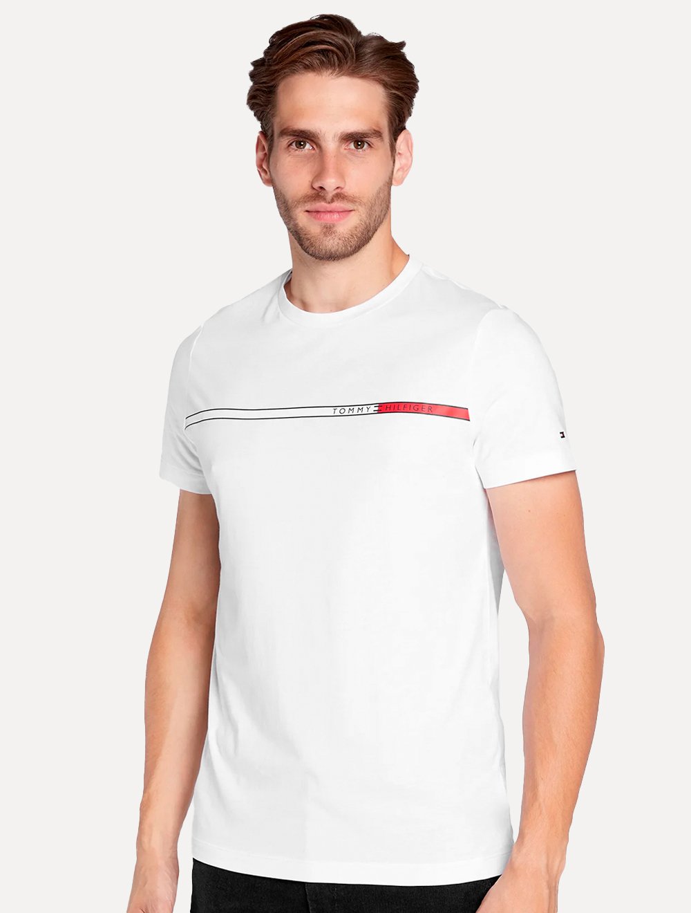 Camiseta Tommy Hilfiger Masculina Regular Fit Em Algodão Egípcio New York  City Branca