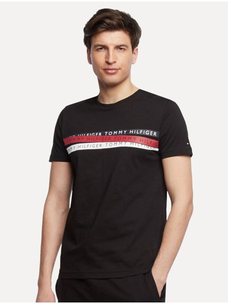 Camiseta Tommy Hilfiger Masculina Corp Chest Taping Preta