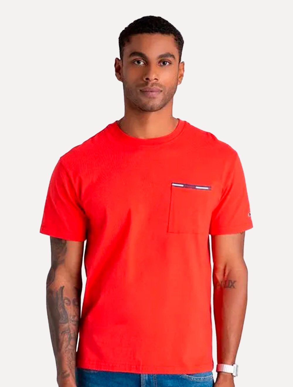 Camiseta Tommy Hilfiger Estampada College Essential Masculina Vermelho