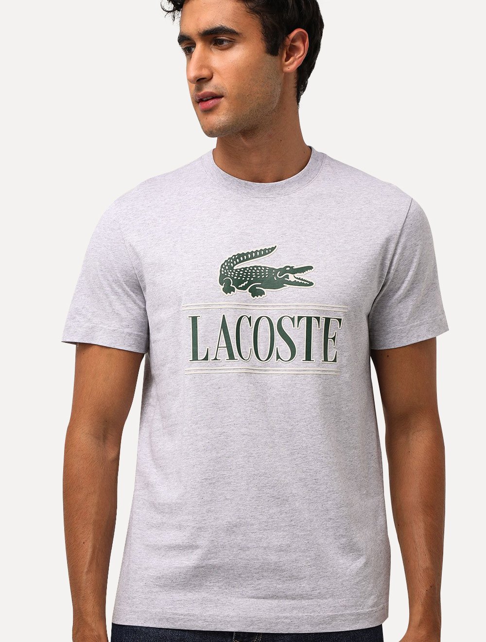 Camiseta Lacoste Masculina Heavy Cotton Jersey Vintage Cinza Mescla