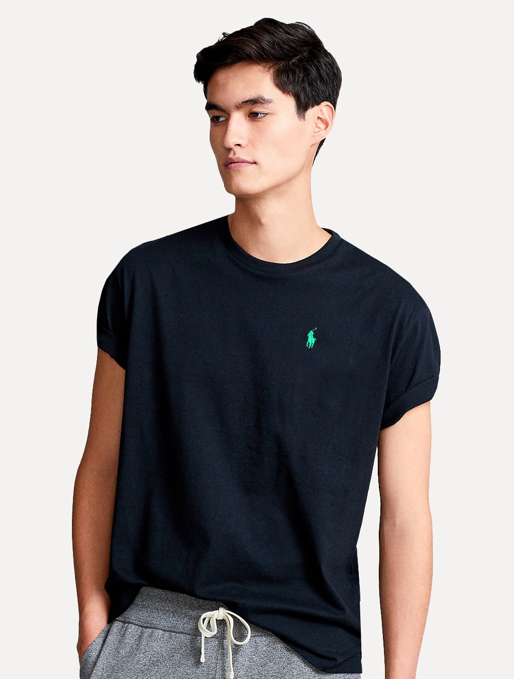 Camiseta Ralph Lauren Masculina Custom Slim Fit Green Icon Preta