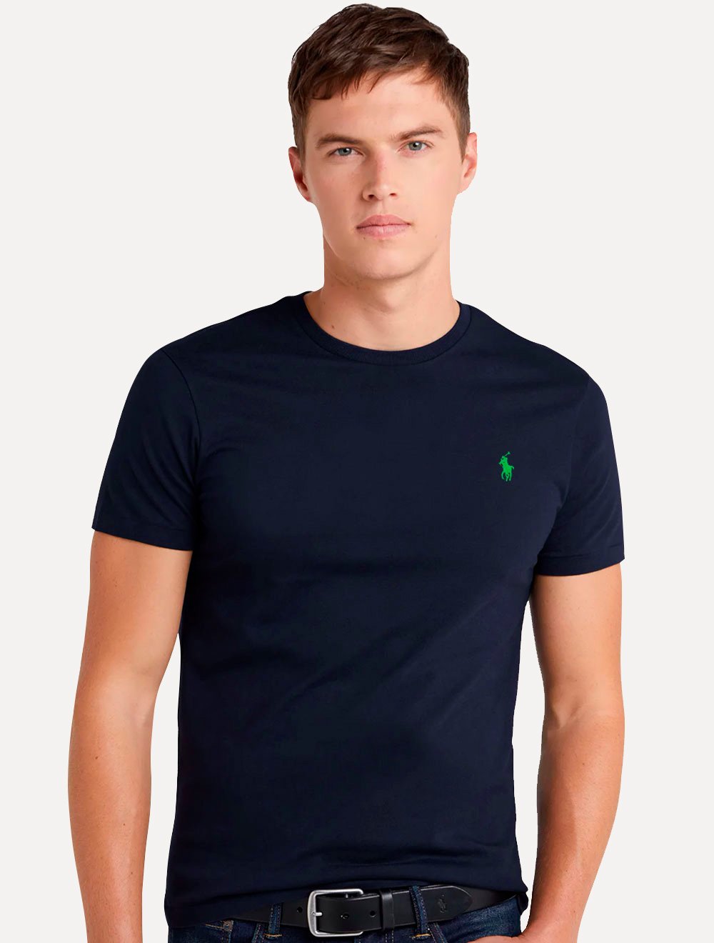 Camiseta Ralph Lauren Masculina Custom Slim Fit Green Icon Azul Marinho