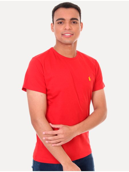Camiseta Ralph Lauren Masculina Custom Fit Yellow Icon Vermelha