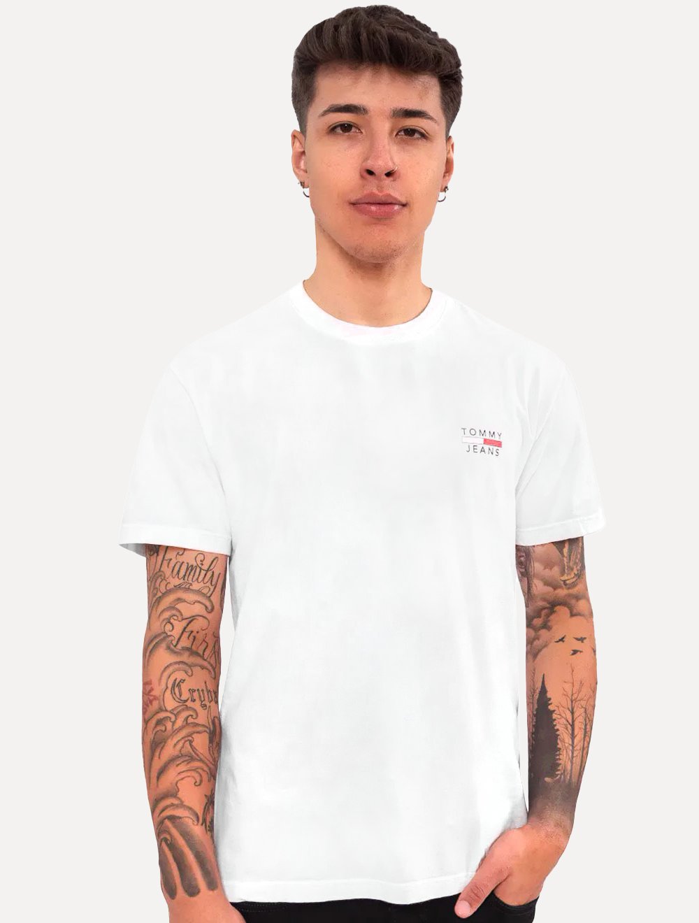 Camiseta Tommy Jeans Masculina Knit Chest Logo Branca