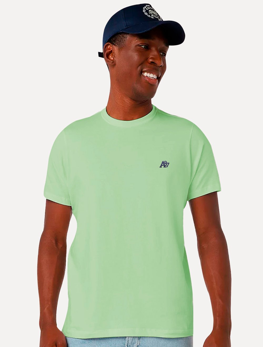Camiseta Aeropostale Embroidered Navy Logo NYC A87 Verde Claro
