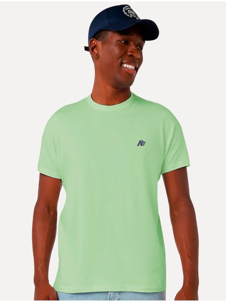 Camiseta Aeropostale Embroidered Navy Logo NYC A87 Verde Claro