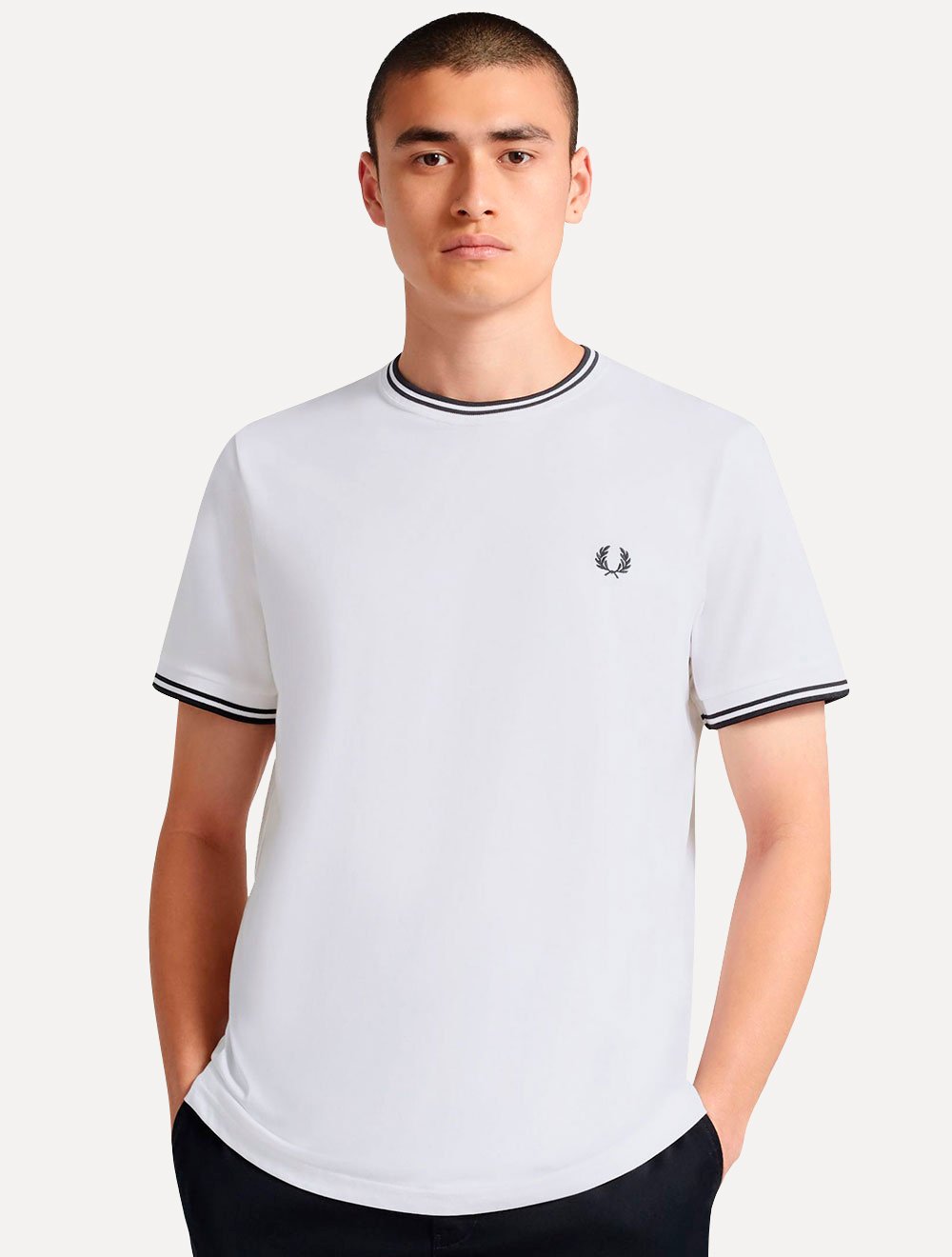 Camiseta Fred Perry Masculina Regular Twin Tipped Branca