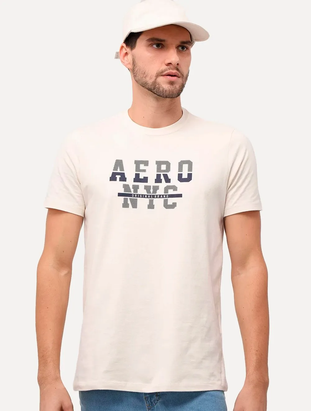 Camiseta Aeropostale Aero NYC Logo Caqui Claro