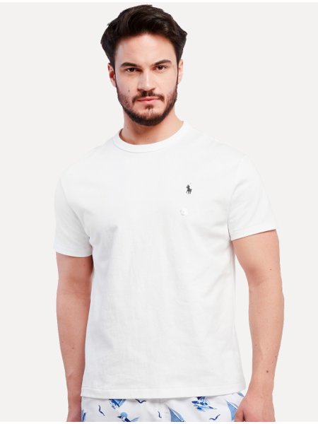 Camiseta Ralph Lauren Masculina Custom Slim Fit Branca
