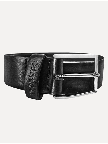 Cinto Calvin Klein Masculino Couro Social CKS Queima Preto