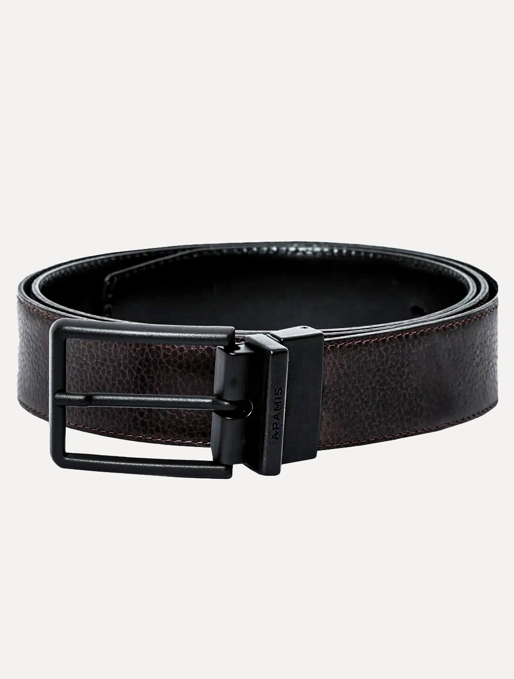 Cinto Aramis Masculino Couro Dupla Face Nobuck Floater Marrom Café/ Preto