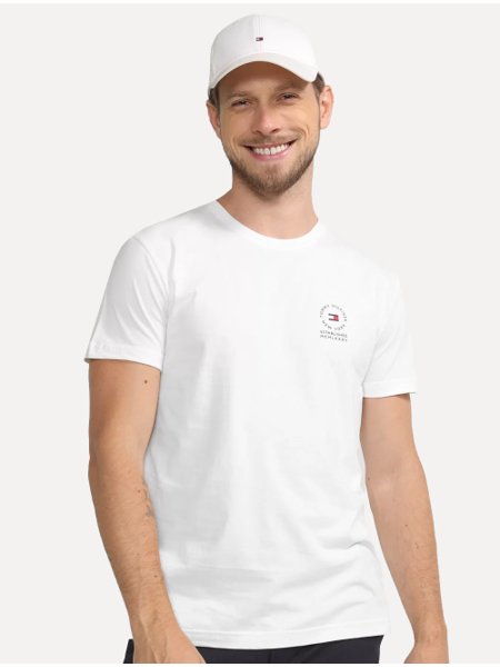 Camiseta Tommy Hilfiger Masculina Small Circle Chest Branca
