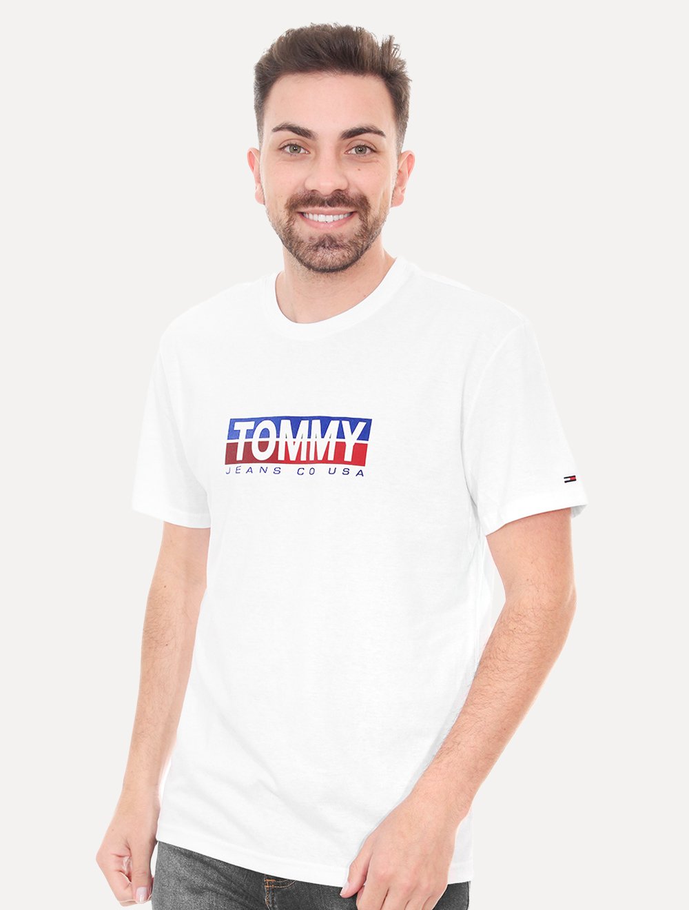 Camiseta Tommy Jeans Masculina Contrast Box Tee Branca