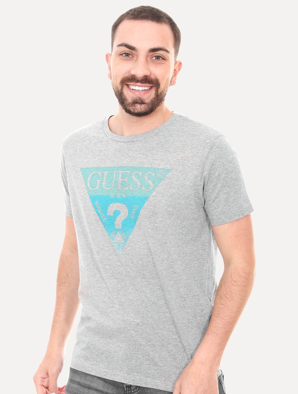 Camiseta Guess Masculina Três Cores Cinza Mescla