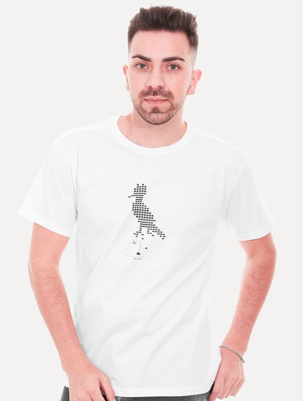 Camiseta Reserva Masculina Woodpecker Space Invaders Branca