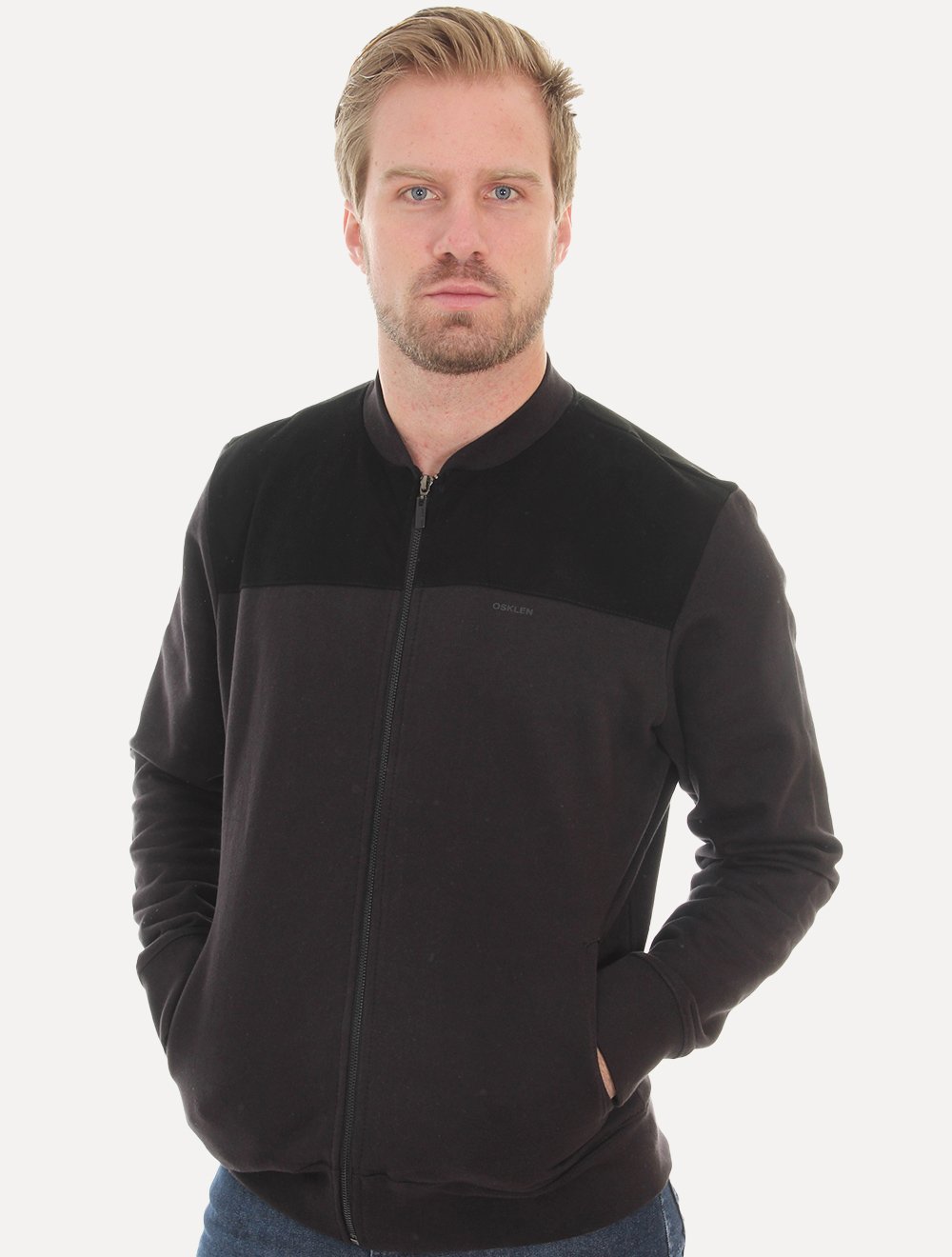 Jaqueta Osklen Masculina Moletom Suede Cutout Fleece Preta